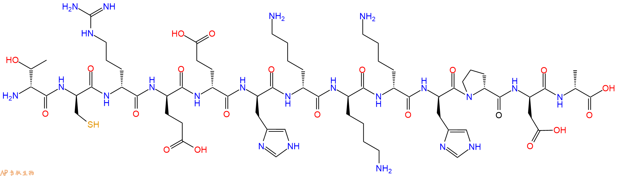 专肽生物产品H2N-DThr-DCys-DArg-DGlu-DGlu-DHis-DLys-DLys-DLys-D