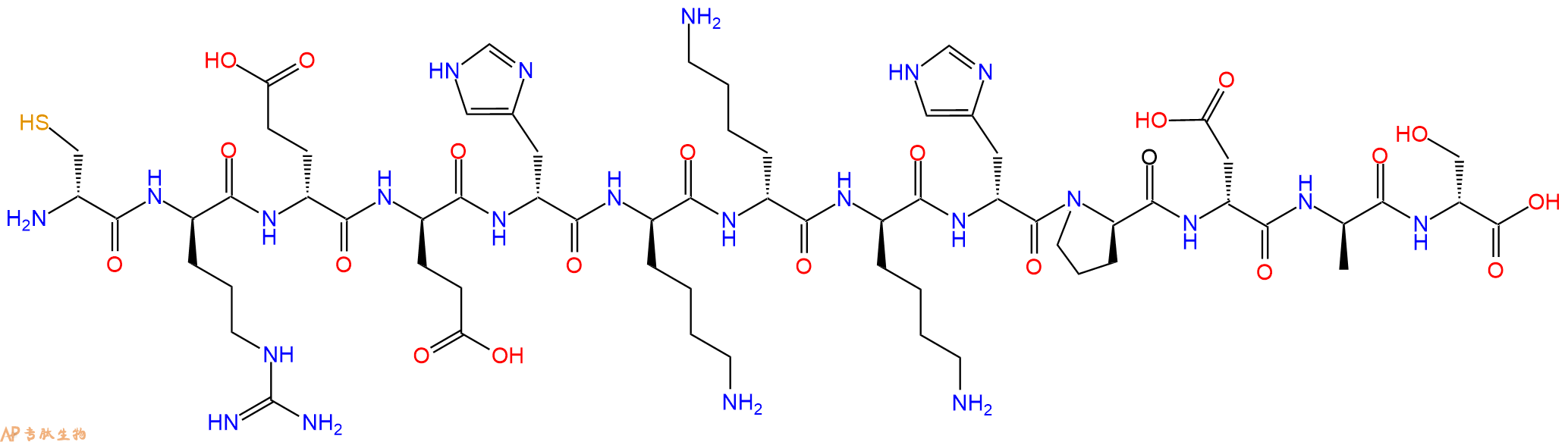 专肽生物产品H2N-DCys-DArg-DGlu-DGlu-DHis-DLys-DLys-DLys-DHis-D