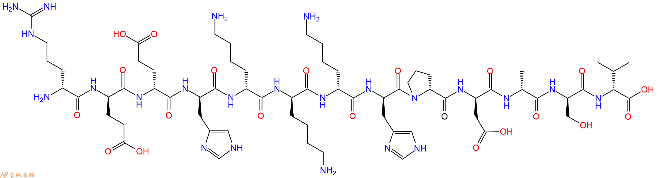 专肽生物产品H2N-DArg-DGlu-DGlu-DHis-DLys-DLys-DLys-DHis-DPro-D