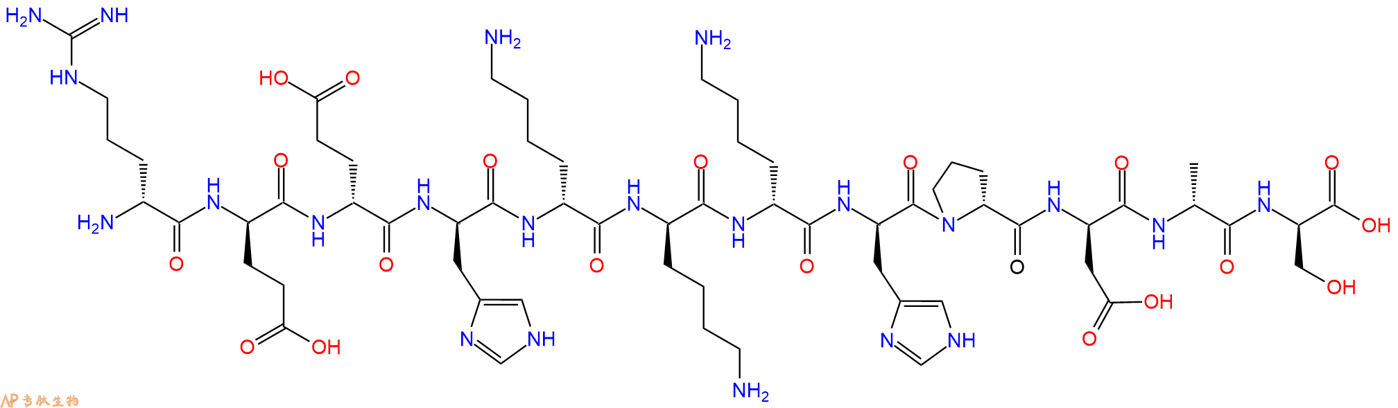 专肽生物产品H2N-DArg-DGlu-DGlu-DHis-DLys-DLys-DLys-DHis-DPro-D