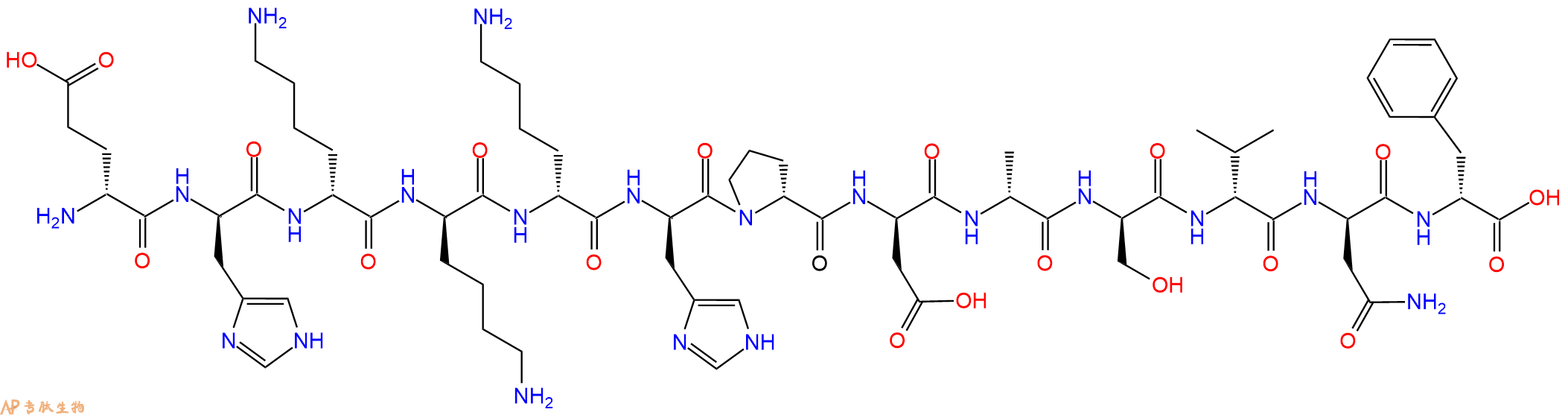 专肽生物产品H2N-DGlu-DHis-DLys-DLys-DLys-DHis-DPro-DAsp-DAla-D