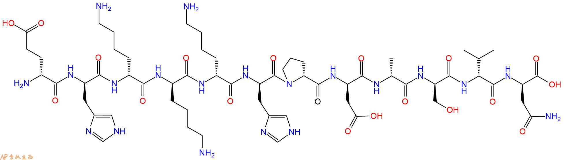 专肽生物产品H2N-DGlu-DHis-DLys-DLys-DLys-DHis-DPro-DAsp-DAla-D