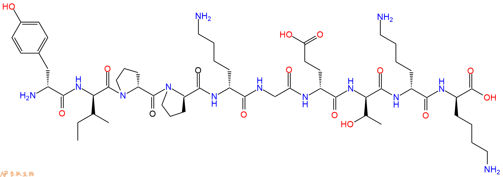 专肽生物产品H2N-DTyr-DIle-DPro-DPro-DLys-Gly-DGlu-DThr-DLys-DL