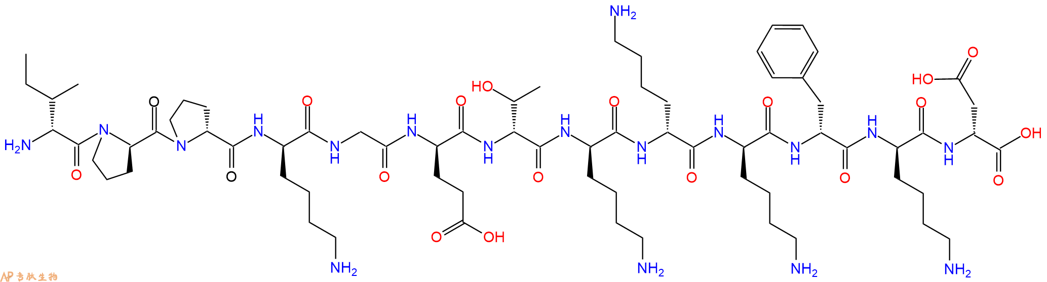 专肽生物产品H2N-DIle-DPro-DPro-DLys-Gly-DGlu-DThr-DLys-DLys-DL