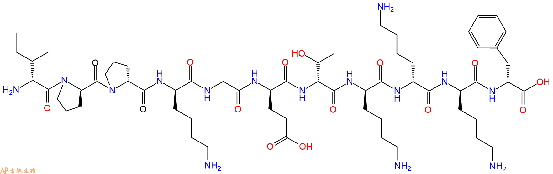 专肽生物产品H2N-DIle-DPro-DPro-DLys-Gly-DGlu-DThr-DLys-DLys-DL
