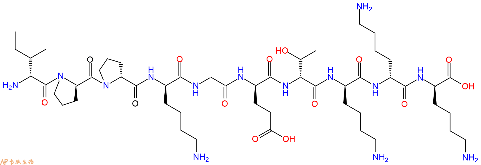 专肽生物产品H2N-DIle-DPro-DPro-DLys-Gly-DGlu-DThr-DLys-DLys-DL