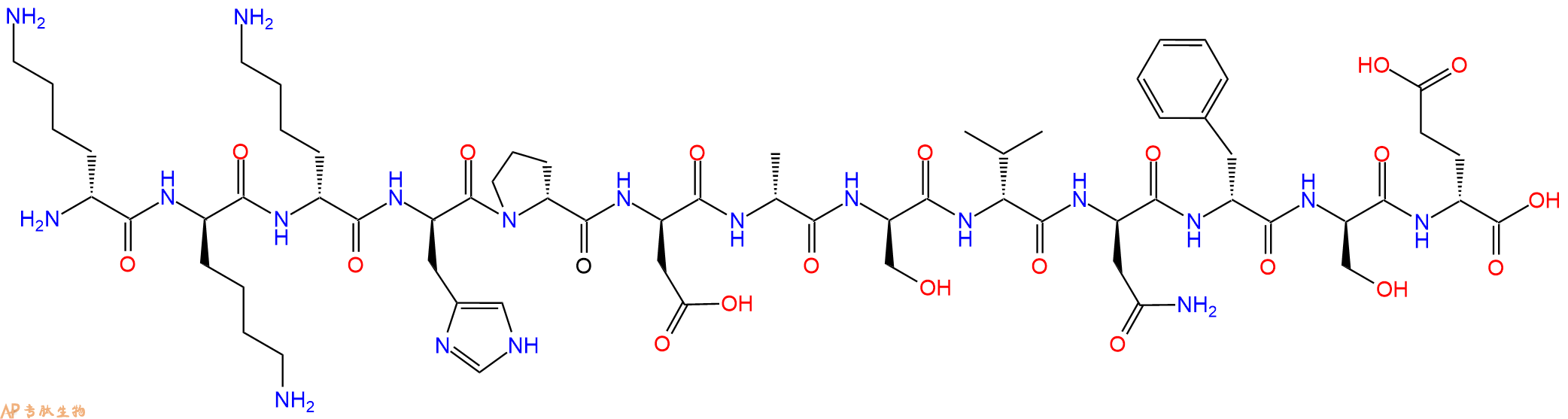专肽生物产品H2N-DLys-DLys-DLys-DHis-DPro-DAsp-DAla-DSer-DVal-D