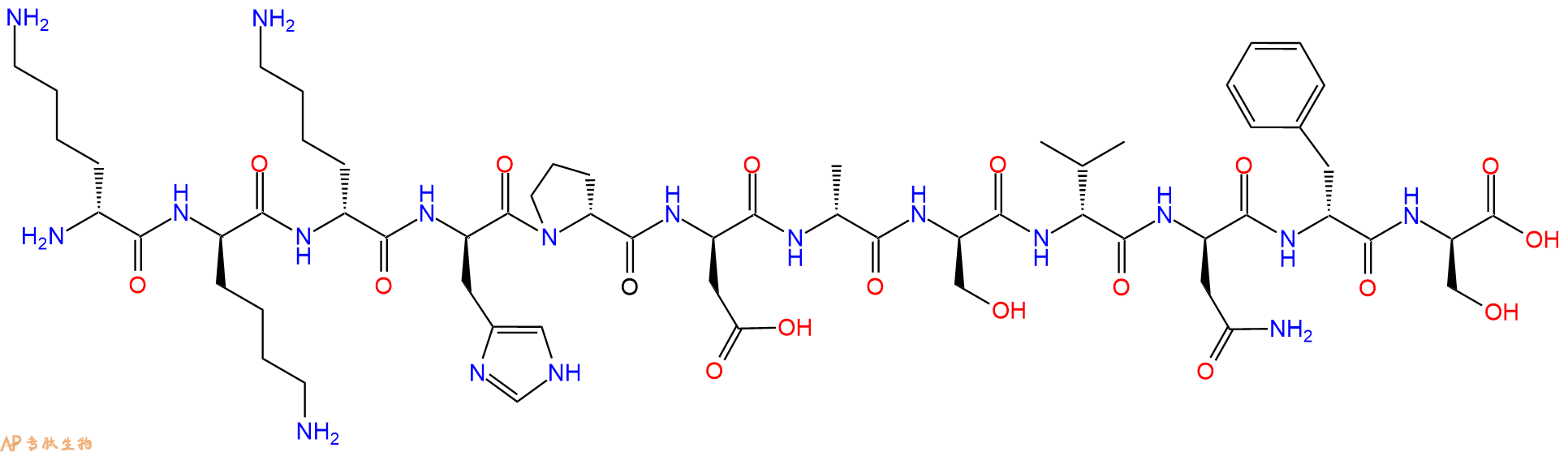 专肽生物产品H2N-DLys-DLys-DLys-DHis-DPro-DAsp-DAla-DSer-DVal-D