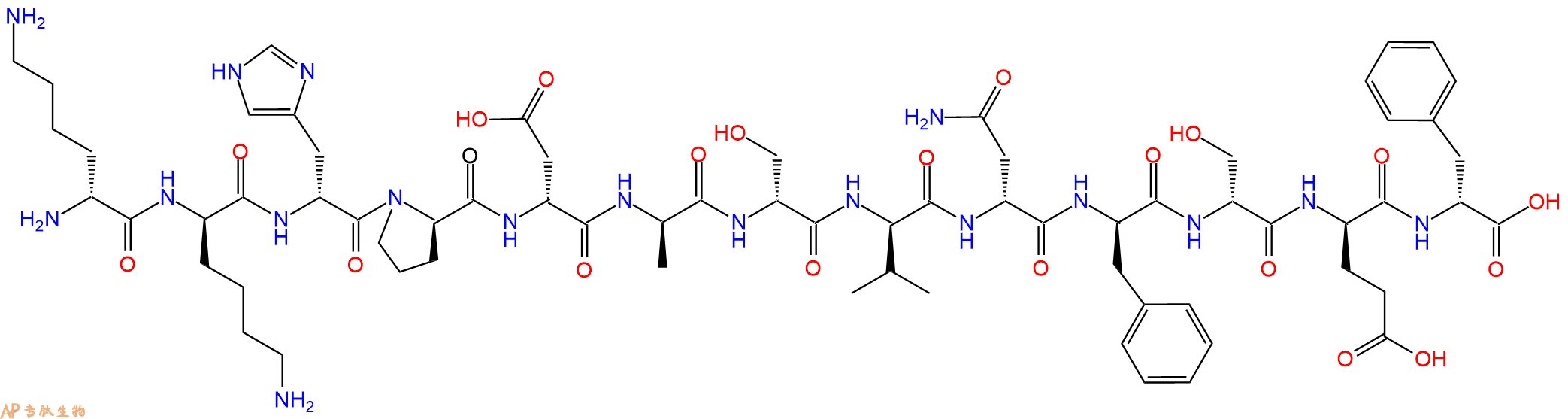 专肽生物产品H2N-DLys-DLys-DHis-DPro-DAsp-DAla-DSer-DVal-DAsn-D