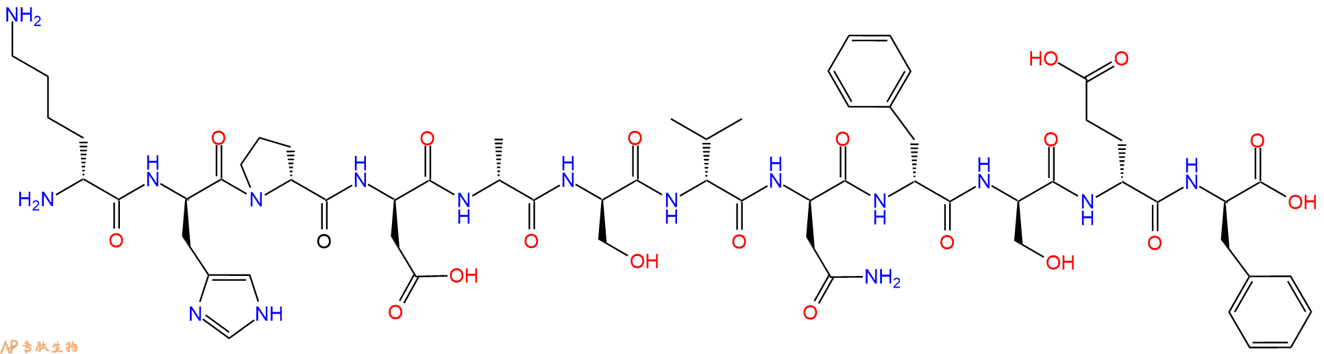专肽生物产品H2N-DLys-DHis-DPro-DAsp-DAla-DSer-DVal-DAsn-DPhe-D