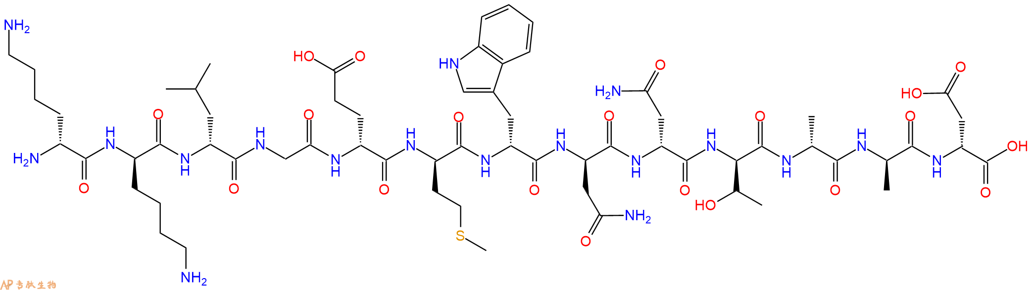 专肽生物产品H2N-DLys-DLys-DLeu-Gly-DGlu-DMet-DTrp-DAsn-DAsn-DT