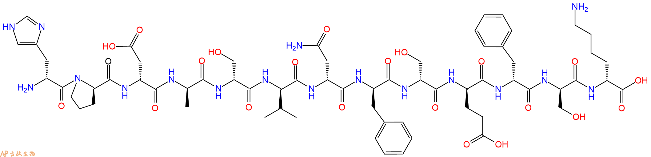 专肽生物产品H2N-DHis-DPro-DAsp-DAla-DSer-DVal-DAsn-DPhe-DSer-D