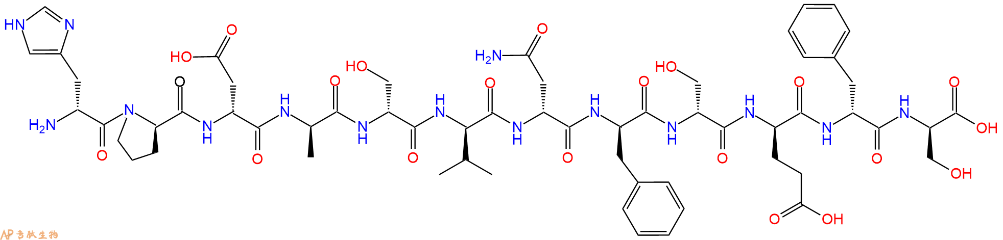 专肽生物产品H2N-DHis-DPro-DAsp-DAla-DSer-DVal-DAsn-DPhe-DSer-D