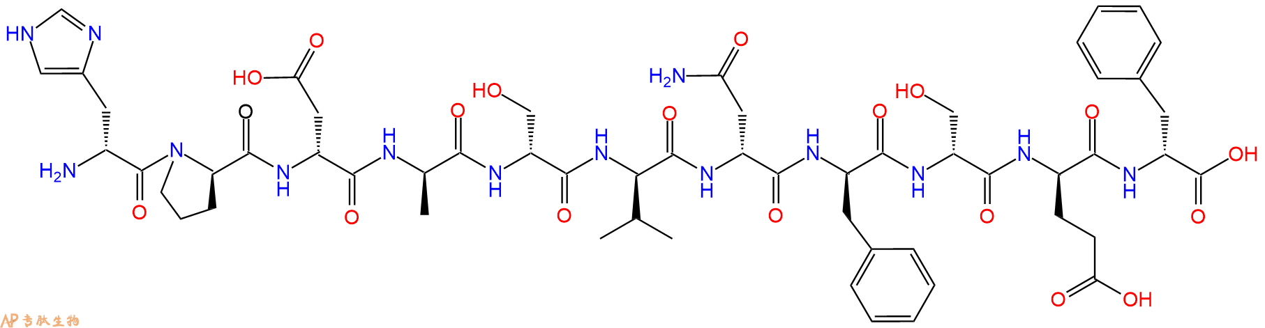 专肽生物产品H2N-DHis-DPro-DAsp-DAla-DSer-DVal-DAsn-DPhe-DSer-D