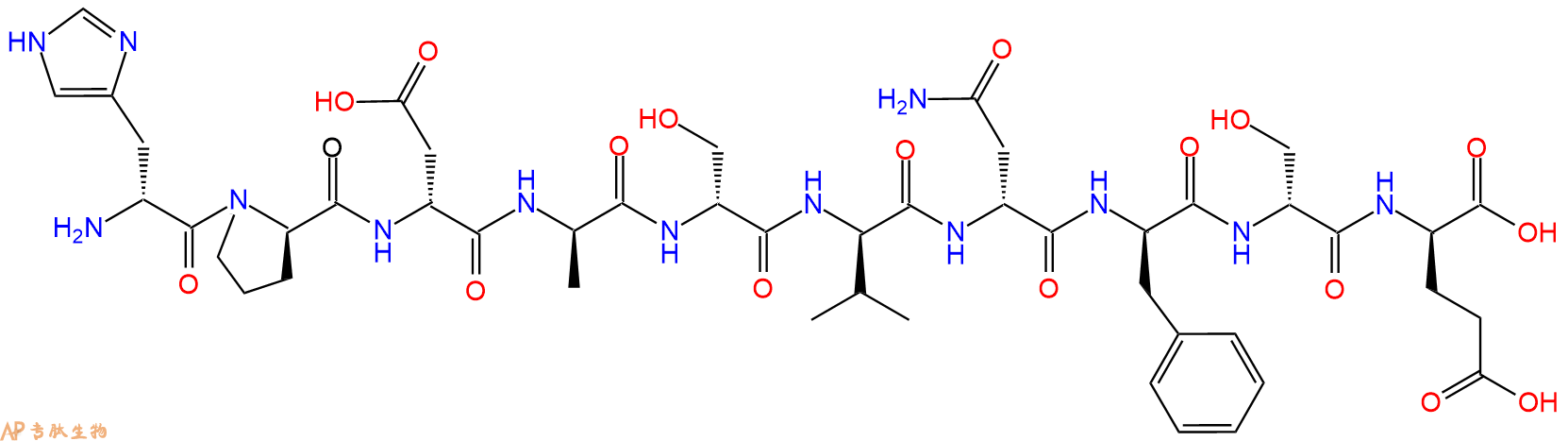 专肽生物产品H2N-DHis-DPro-DAsp-DAla-DSer-DVal-DAsn-DPhe-DSer-D