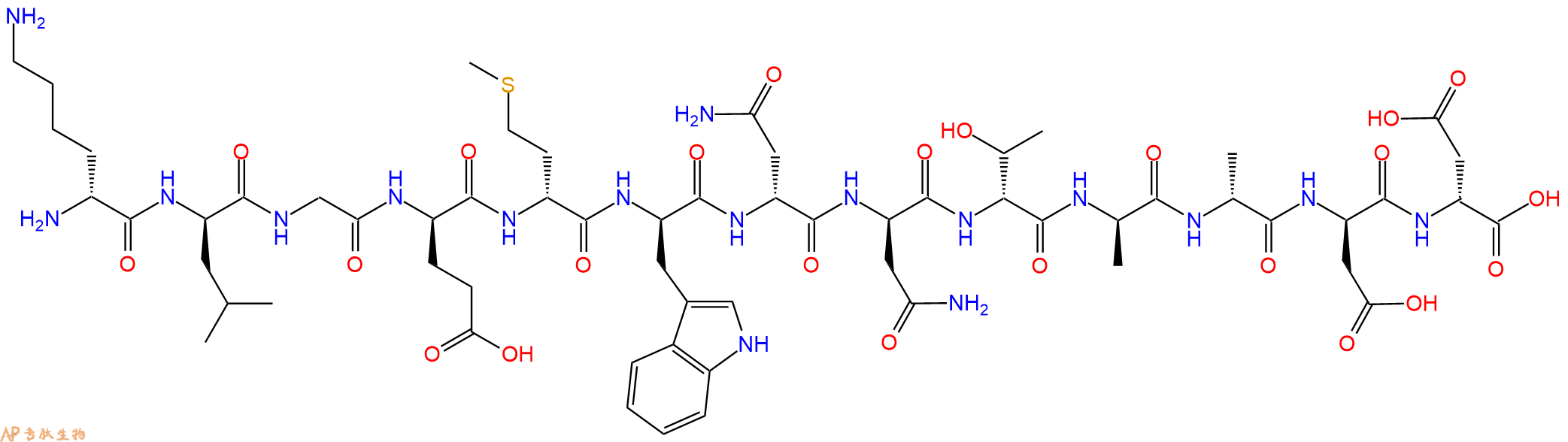 专肽生物产品H2N-DLys-DLeu-Gly-DGlu-DMet-DTrp-DAsn-DAsn-DThr-DA
