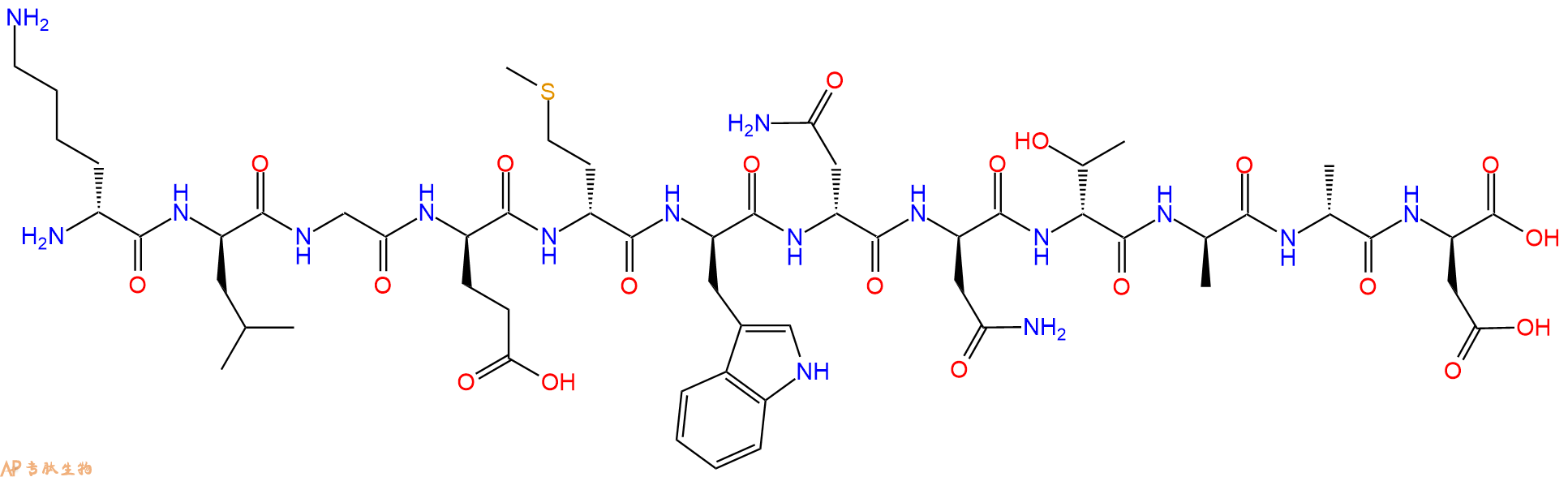 专肽生物产品H2N-DLys-DLeu-Gly-DGlu-DMet-DTrp-DAsn-DAsn-DThr-DA
