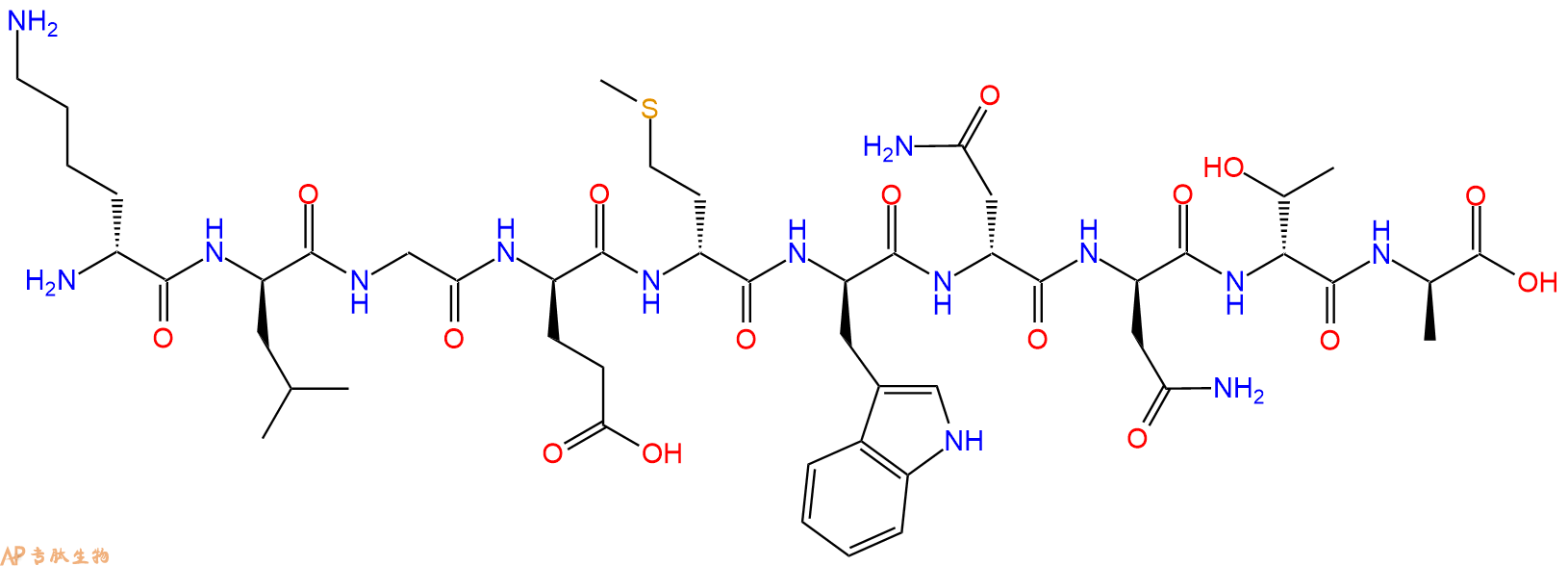 专肽生物产品H2N-DLys-DLeu-Gly-DGlu-DMet-DTrp-DAsn-DAsn-DThr-DA