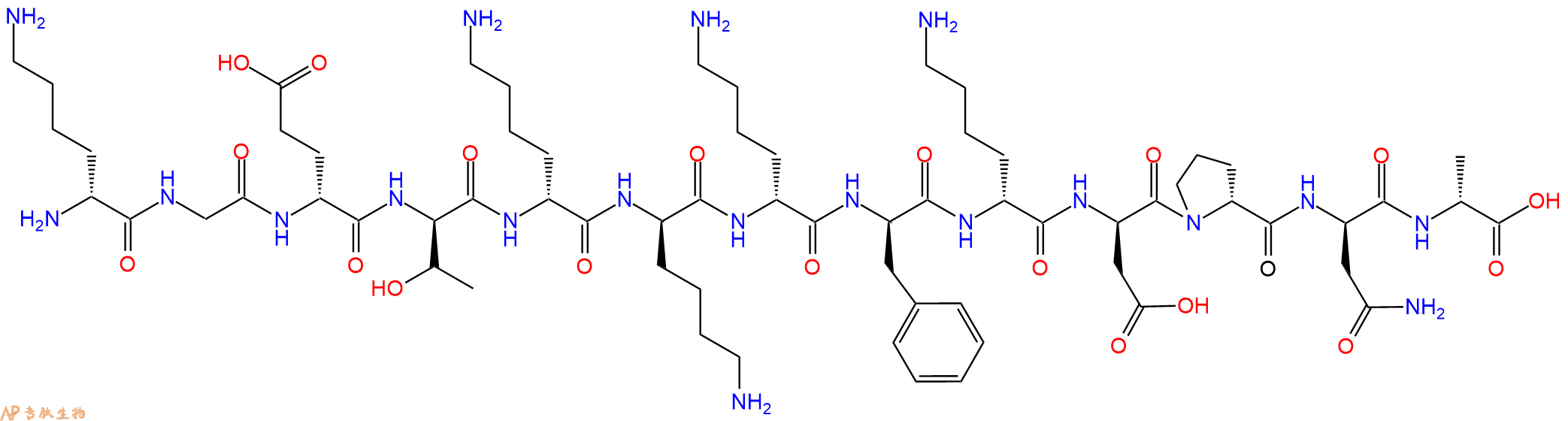 专肽生物产品H2N-DLys-Gly-DGlu-DThr-DLys-DLys-DLys-DPhe-DLys-DA