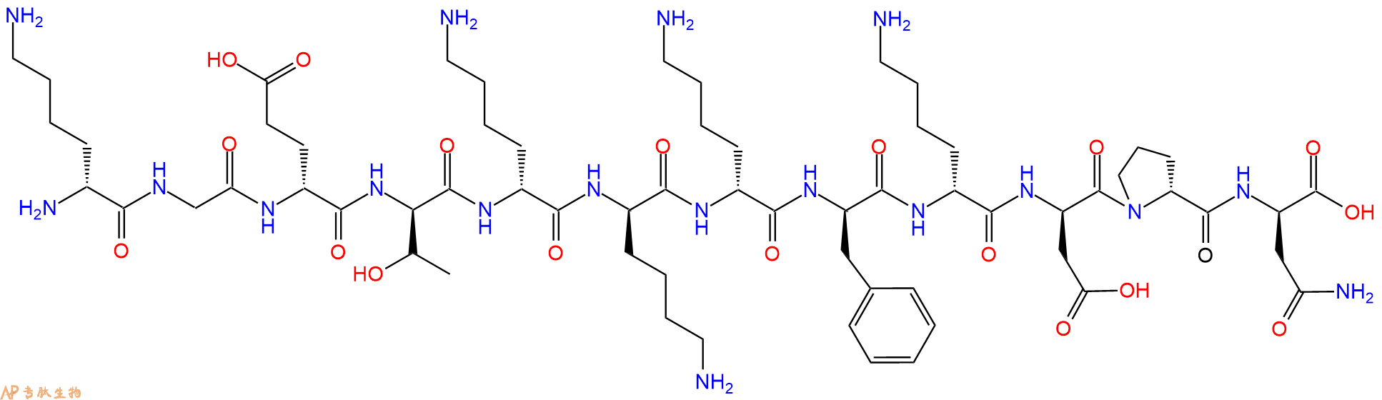 专肽生物产品H2N-DLys-Gly-DGlu-DThr-DLys-DLys-DLys-DPhe-DLys-DA