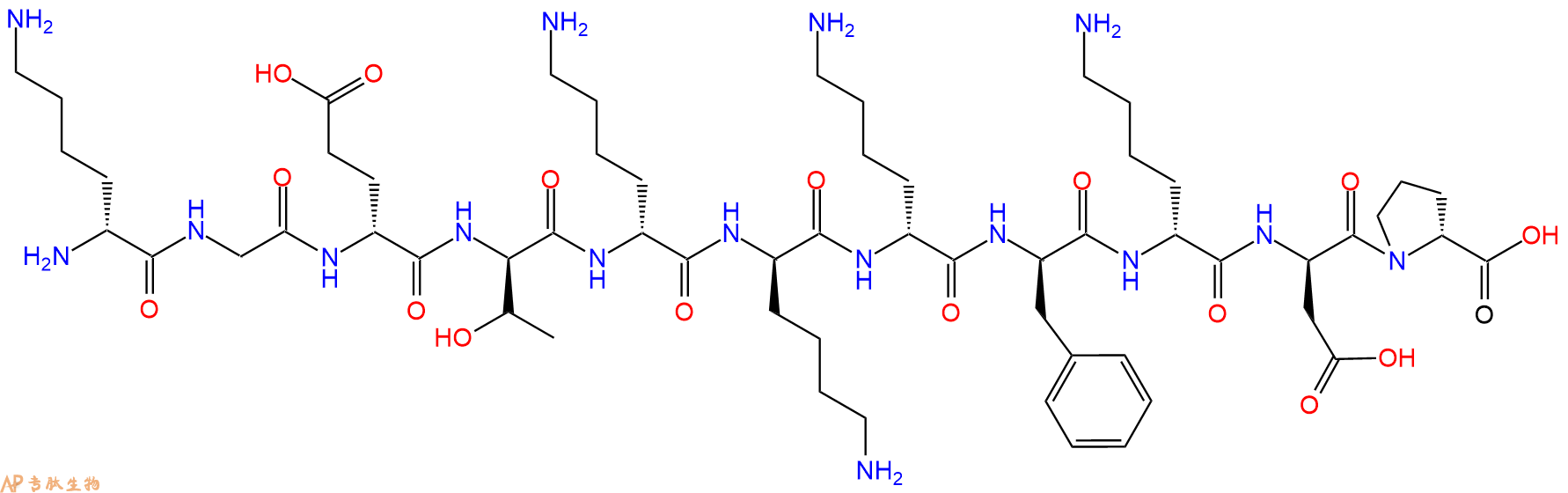 专肽生物产品H2N-DLys-Gly-DGlu-DThr-DLys-DLys-DLys-DPhe-DLys-DA