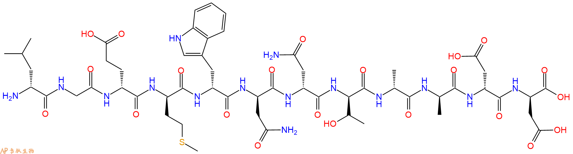 专肽生物产品H2N-DLeu-Gly-DGlu-DMet-DTrp-DAsn-DAsn-DThr-DAla-DA