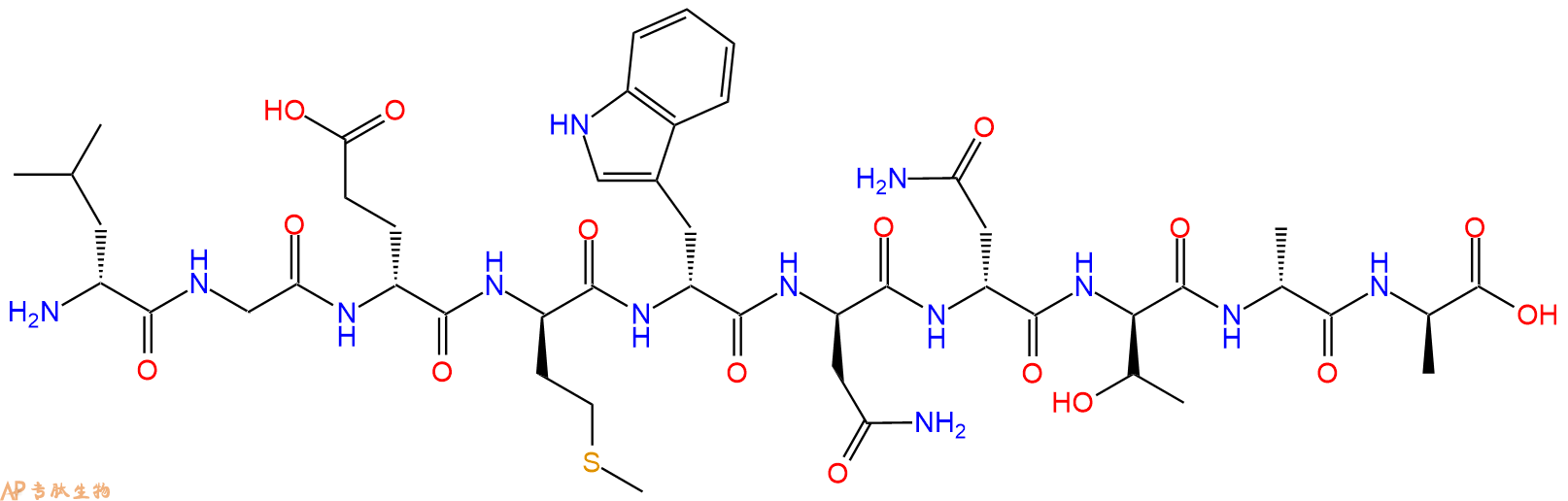 专肽生物产品H2N-DLeu-Gly-DGlu-DMet-DTrp-DAsn-DAsn-DThr-DAla-DA