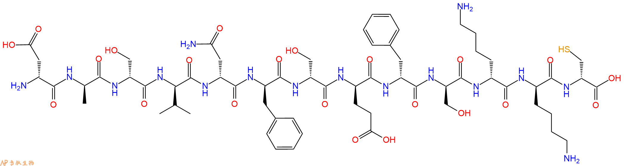 专肽生物产品H2N-DAsp-DAla-DSer-DVal-DAsn-DPhe-DSer-DGlu-DPhe-D