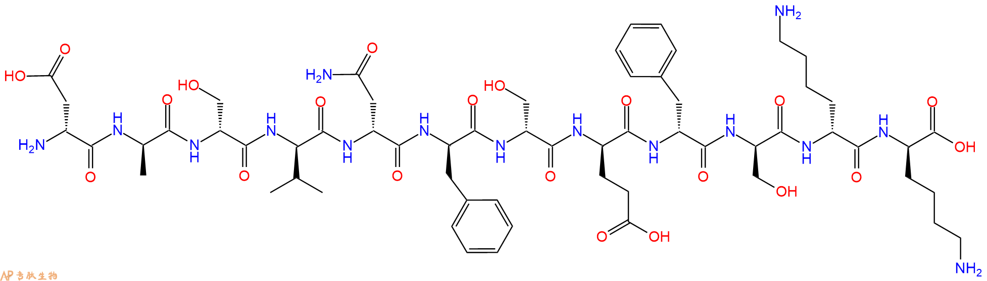 专肽生物产品H2N-DAsp-DAla-DSer-DVal-DAsn-DPhe-DSer-DGlu-DPhe-D