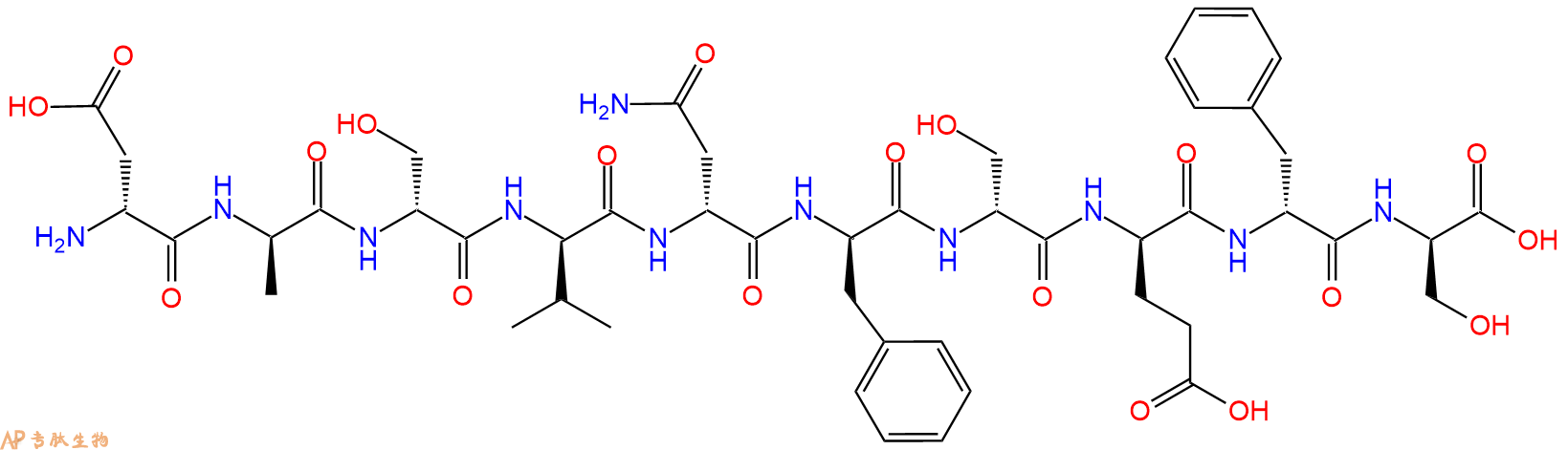 专肽生物产品H2N-DAsp-DAla-DSer-DVal-DAsn-DPhe-DSer-DGlu-DPhe-D