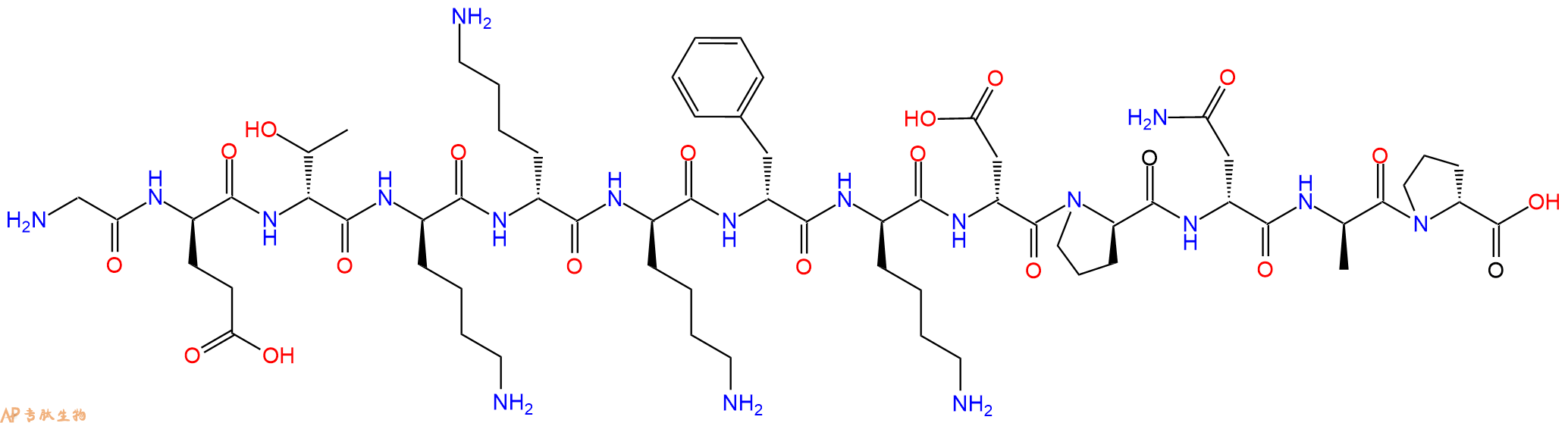 专肽生物产品H2N-Gly-DGlu-DThr-DLys-DLys-DLys-DPhe-DLys-DAsp-DP