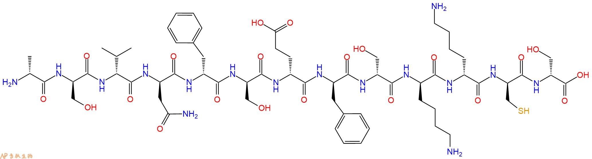 专肽生物产品H2N-DAla-DSer-DVal-DAsn-DPhe-DSer-DGlu-DPhe-DSer-D