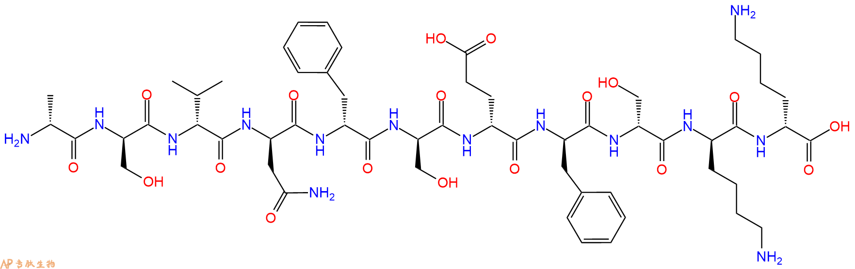 专肽生物产品H2N-DAla-DSer-DVal-DAsn-DPhe-DSer-DGlu-DPhe-DSer-D