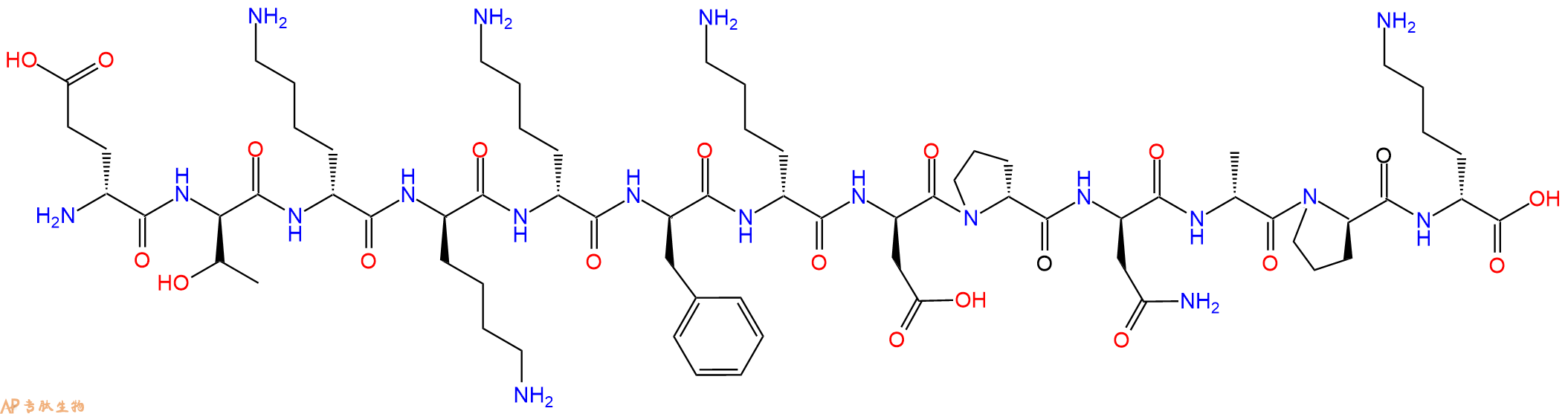 专肽生物产品H2N-DGlu-DThr-DLys-DLys-DLys-DPhe-DLys-DAsp-DPro-D