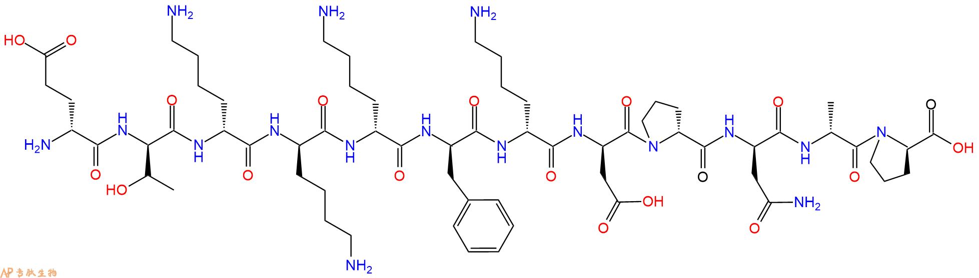 专肽生物产品H2N-DGlu-DThr-DLys-DLys-DLys-DPhe-DLys-DAsp-DPro-D