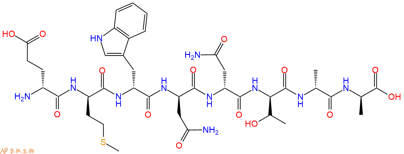 专肽生物产品H2N-DGlu-DMet-DTrp-DAsn-DAsn-DThr-DAla-DAla-COOH