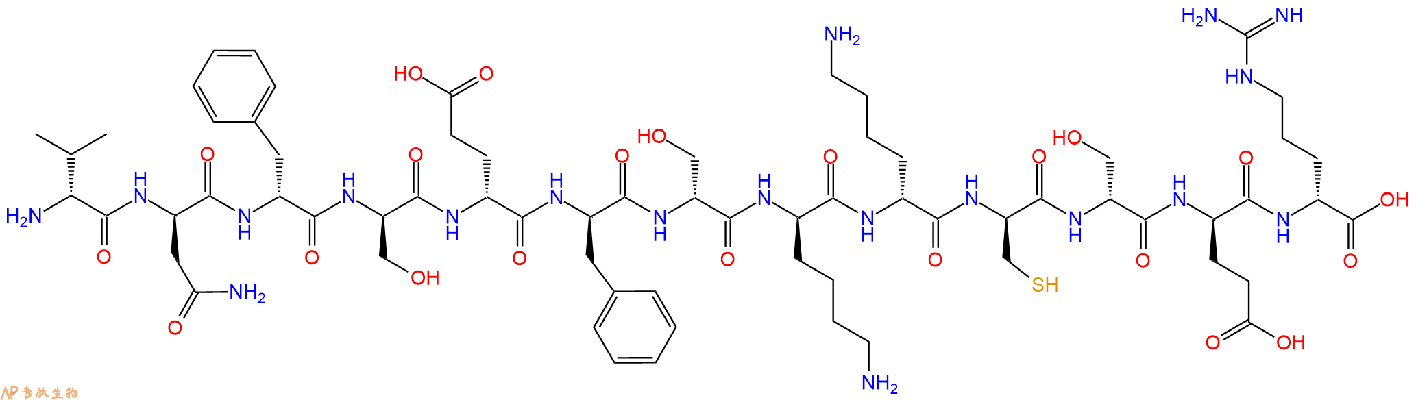 专肽生物产品H2N-DVal-DAsn-DPhe-DSer-DGlu-DPhe-DSer-DLys-DLys-D
