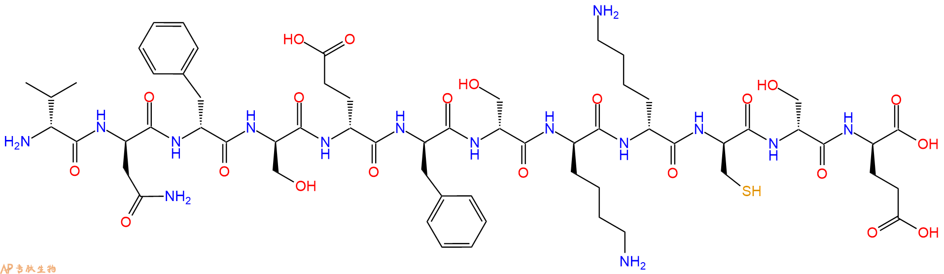 专肽生物产品H2N-DVal-DAsn-DPhe-DSer-DGlu-DPhe-DSer-DLys-DLys-D