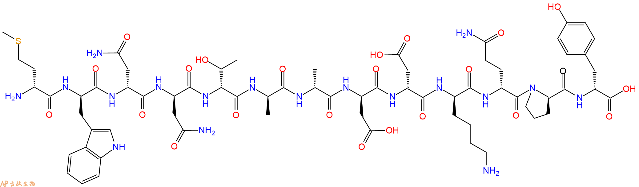 专肽生物产品H2N-DMet-DTrp-DAsn-DAsn-DThr-DAla-DAla-DAsp-DAsp-D