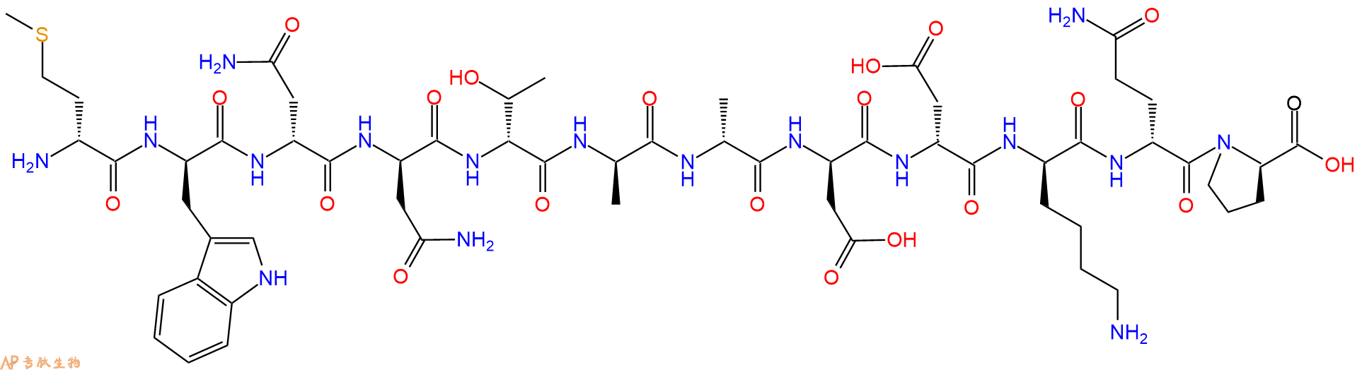 专肽生物产品H2N-DMet-DTrp-DAsn-DAsn-DThr-DAla-DAla-DAsp-DAsp-D