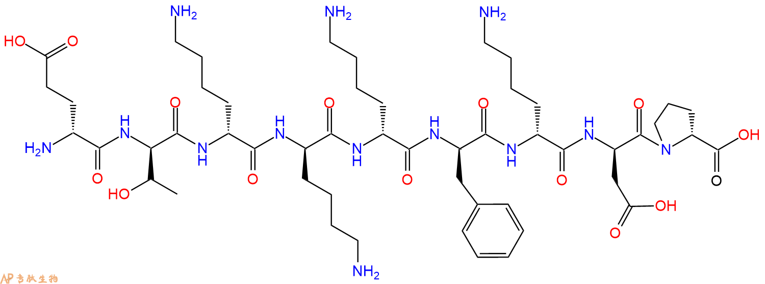 专肽生物产品H2N-DGlu-DThr-DLys-DLys-DLys-DPhe-DLys-DAsp-DPro-C
