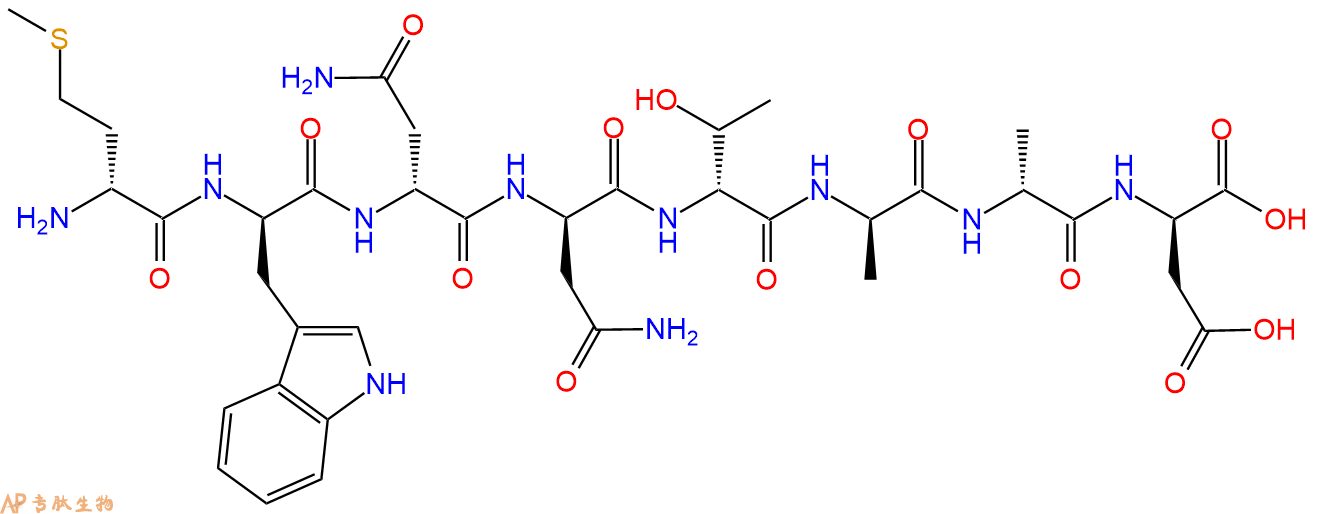 专肽生物产品H2N-DMet-DTrp-DAsn-DAsn-DThr-DAla-DAla-DAsp-COOH