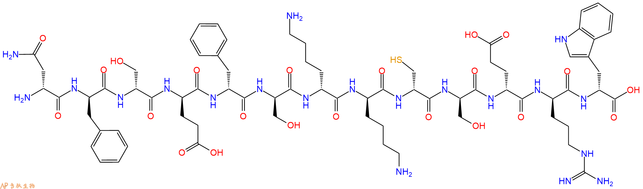 专肽生物产品H2N-DAsn-DPhe-DSer-DGlu-DPhe-DSer-DLys-DLys-DCys-D
