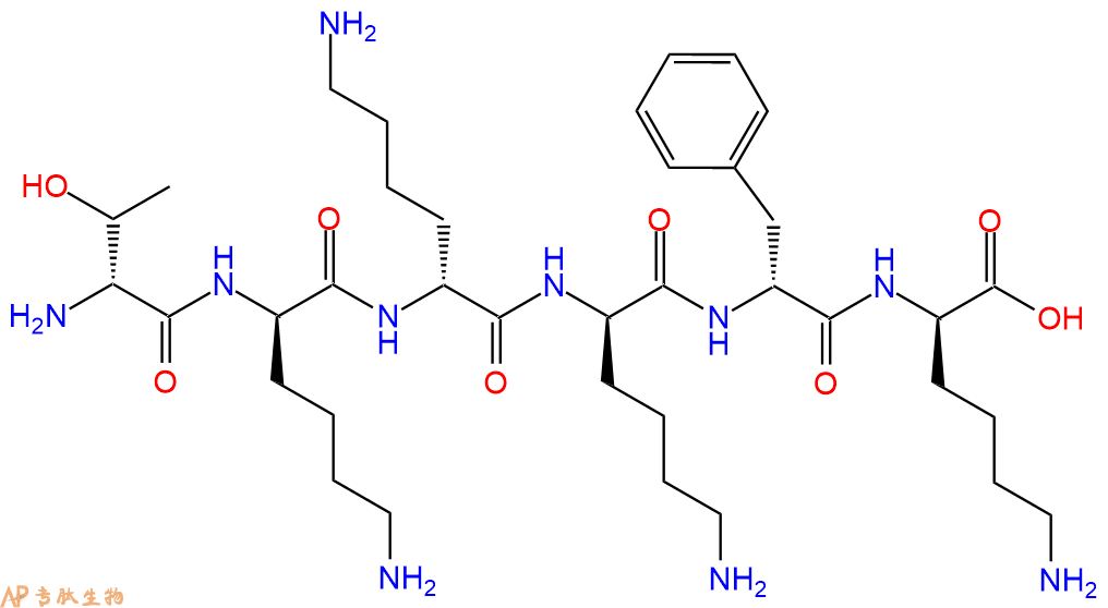 专肽生物产品H2N-DThr-DLys-DLys-DLys-DPhe-DLys-COOH