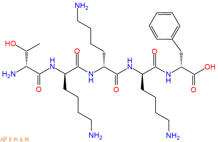 专肽生物产品H2N-DThr-DLys-DLys-DLys-DPhe-COOH