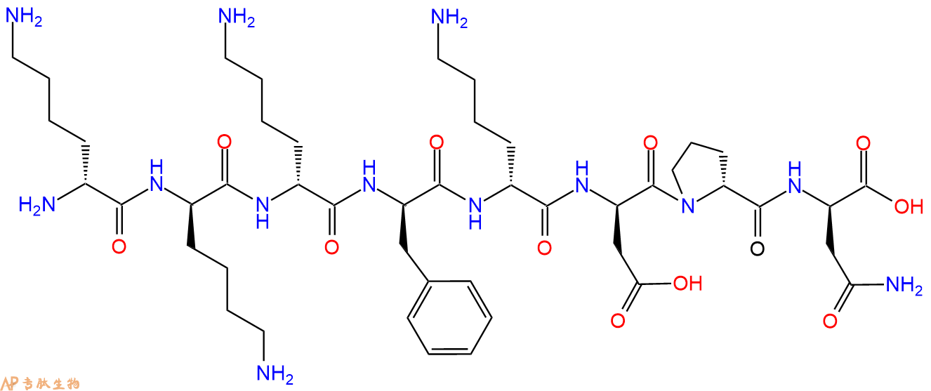 专肽生物产品H2N-DLys-DLys-DLys-DPhe-DLys-DAsp-DPro-DAsn-COOH