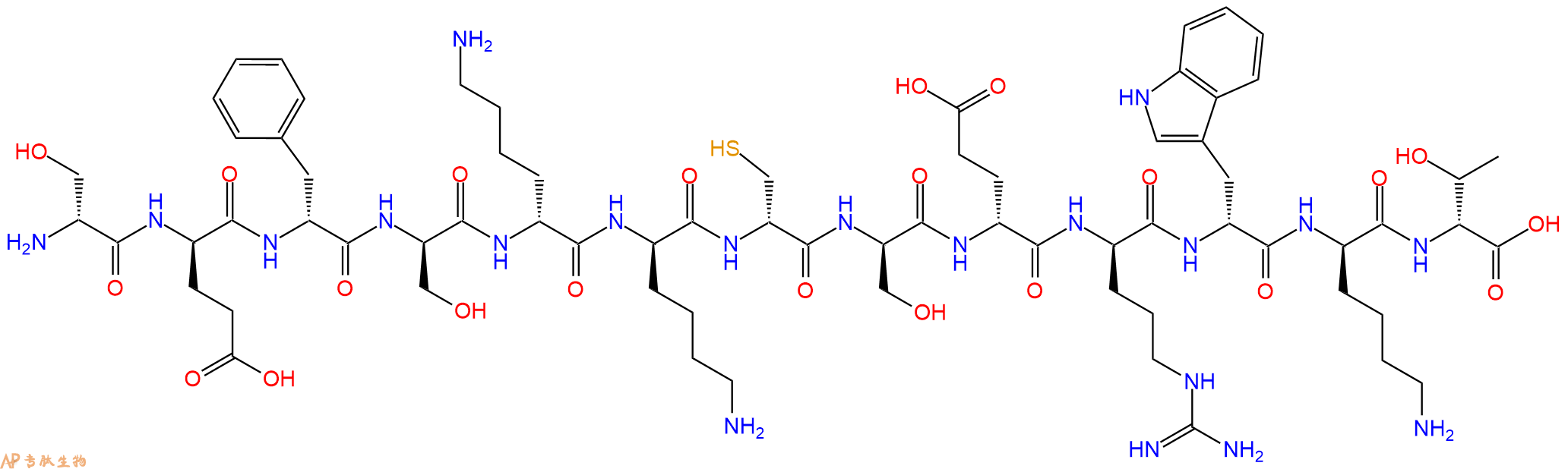 专肽生物产品H2N-DSer-DGlu-DPhe-DSer-DLys-DLys-DCys-DSer-DGlu-D