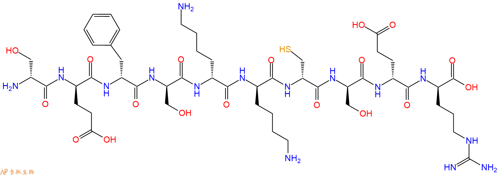 专肽生物产品H2N-DSer-DGlu-DPhe-DSer-DLys-DLys-DCys-DSer-DGlu-D