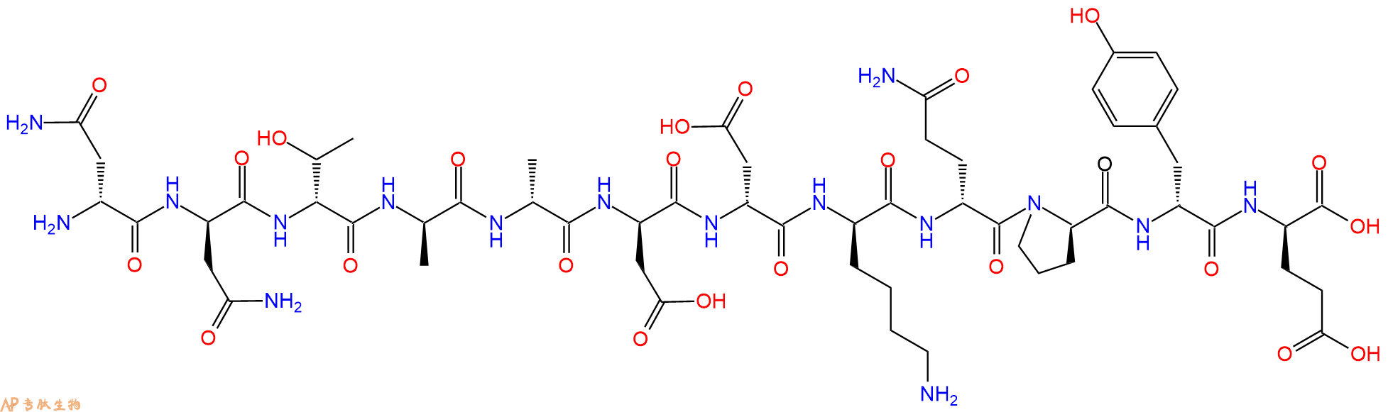 专肽生物产品H2N-DAsn-DAsn-DThr-DAla-DAla-DAsp-DAsp-DLys-DGln-D