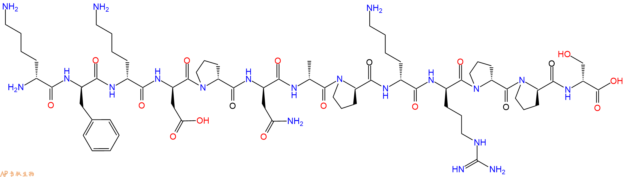 专肽生物产品H2N-DLys-DPhe-DLys-DAsp-DPro-DAsn-DAla-DPro-DLys-D